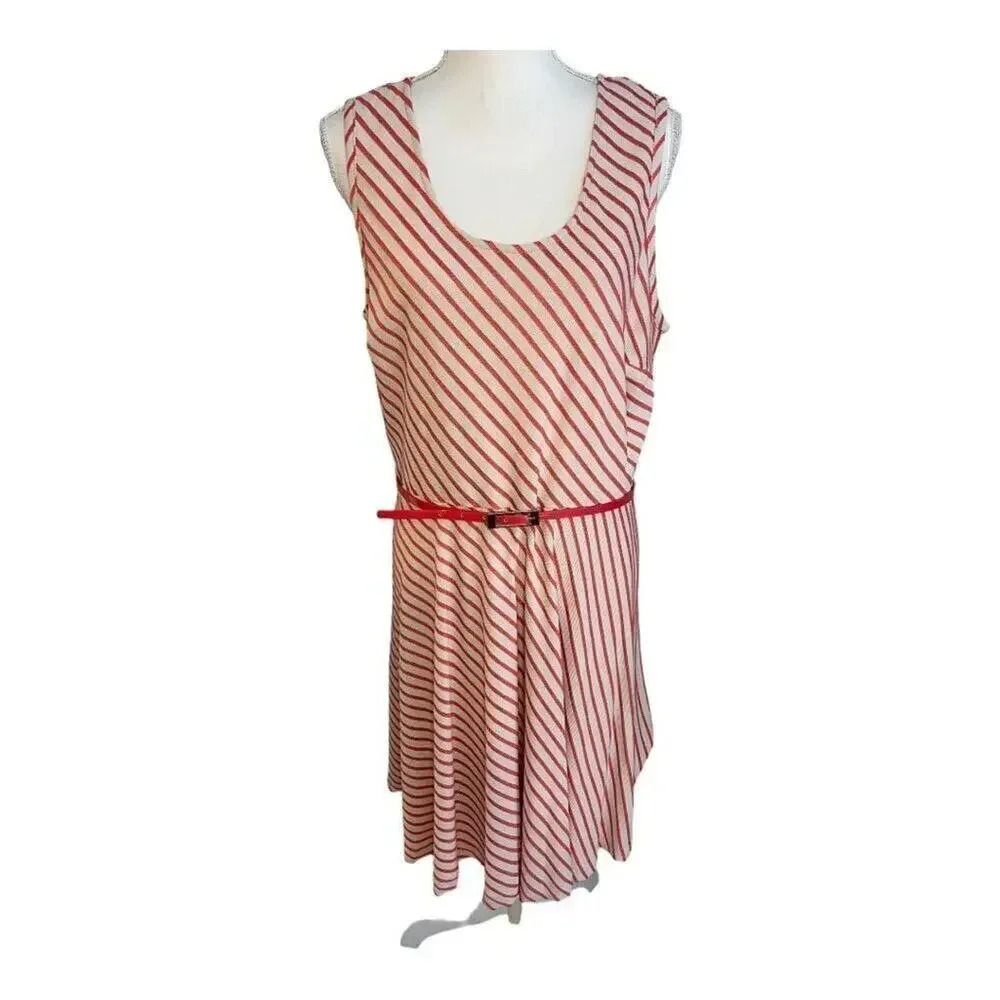 Marc New York Andrew Marc Women’s Size 14 Striped Belted Midi‎ Dress